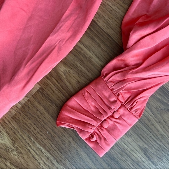 NWT Cing a Sept Stace One-Shoulder Silk Top in Neon Coral - Picture 10 of 16